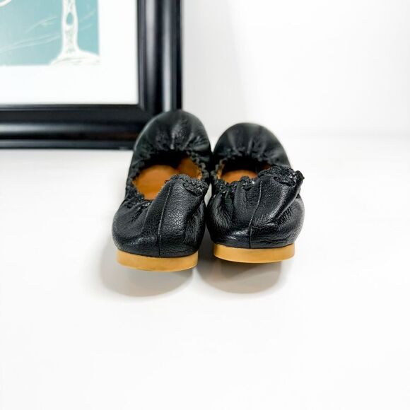 See by Chloé Women's Black Leather Scrunched Ballet Flats EU 36 / US 6 - Picture 4 of 8